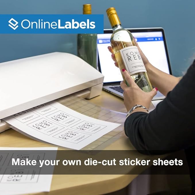 Sticker Paper, 500 Sheets, White Matte, 8.5" x 11" Full Sheet Label, Works with Inkjet and Laser Printer, Compatible with Electronic Cutting Machines, OL177WX, OnlineLabels