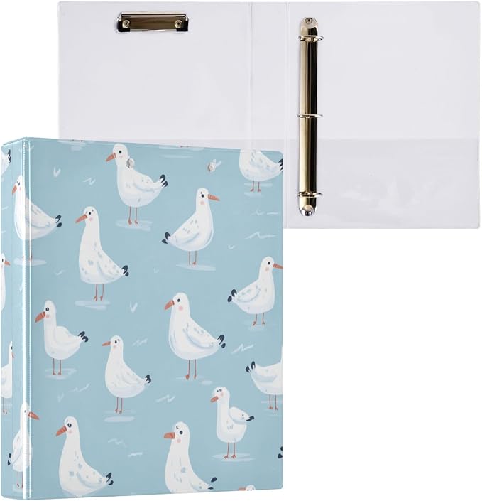 Seagulls Marine Decorative 3 Ring Binder 1.5 Inch Large View Binders with Pockets Holds 200 Sheets File Organizer for Office College School, 1 Pack