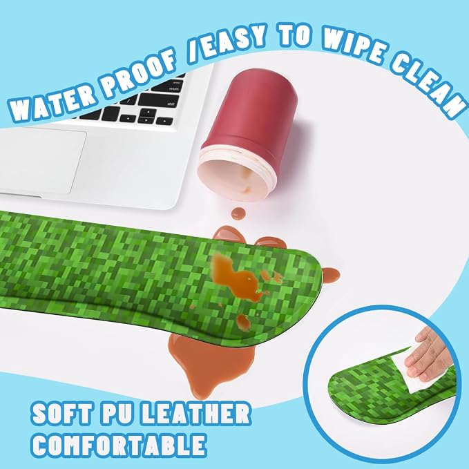 Pixel Game Mouse Pad Set Gamer Pixel Grass Gaming Mousepad 4in1 Desk Mat for Desktop Wrist Support Cup Coaster Set Ergonomic Computer Desk Arm Wrist for Decor Home Office