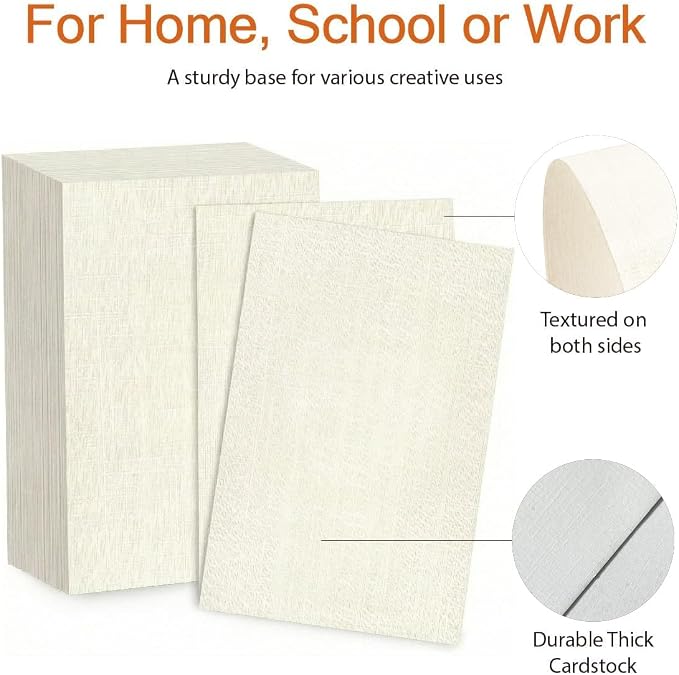 200 Sheets Ivory Linen Textured Cardstock Paper for Printing 5x7 Inch | Thick but Printer-Friendly Card Stock for Wedding Baby Shower Invitations and Mixed Media Projects