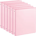 SUIN 1-inch 3 Ring Binder with 2 Interior Pockets, 1''Durable Binders Holds US Letter Size 8.5'' x 11'' Paper - Versatile Binders for Office, Home, and School Use, 6 Pack Pastel Pink