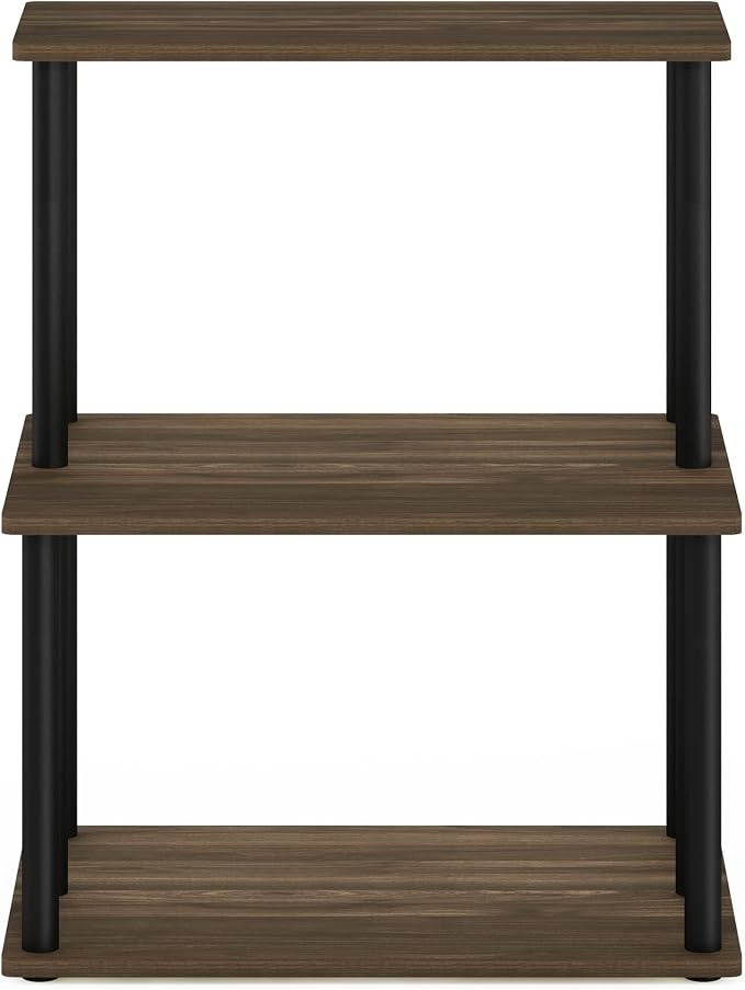 Furinno Turn-N-Tube 3-Tier Toolless Multipurpose Printer Stand Display Storage Shelf, Columbia Walnut/Black