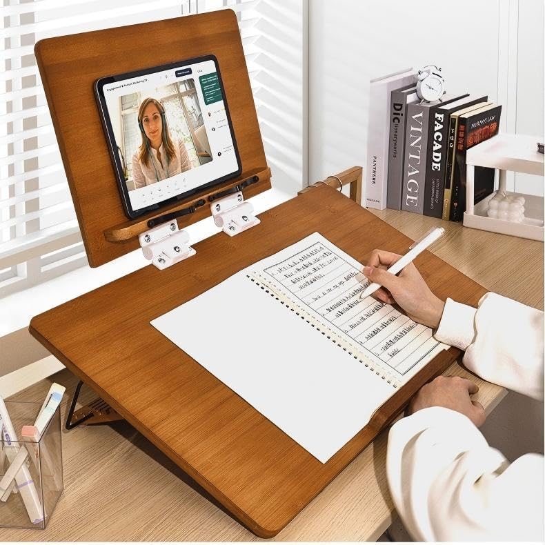 Ergonomic Posture Correcting Double-Layer Adjustable Writing Slant Board - 0-80° Tilt Adjustment, 15.4x11 Top /19.7x14.2 Base - Desktop Reading/Writing Stand for Studying, Working, Drawing