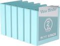 Pack of 6 Premium View Binders, Ring Binders with Clear-View Cover and Interior Pockets, Pastel Color Options, 2 Inch, Aqua