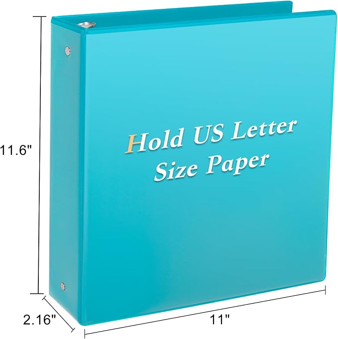 CIXILDTS 1.5-inch Round Ring Binder, Durable 1-1/2" 3 Ring Binder Fit Letter Size Paper, Light Blue, 6-Pack