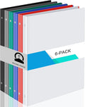 Fulmoon 6 Pack 1 Inch Plastic 3 Ring Binders with Pockets, Classic Colors | Flexible Covers with Round Rings and Front Pockets for Organizing Papers at School, Office, Meetings and Presentations