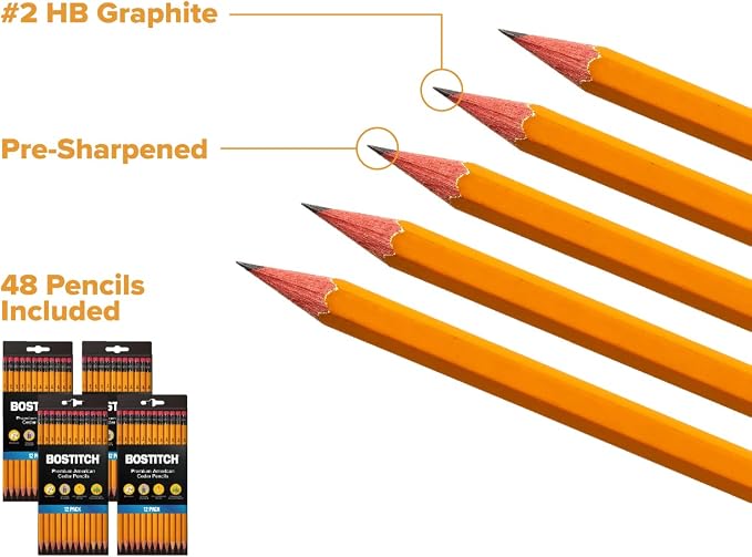 Bostitch Office Premium #2 Pencils, American Cedar Wood, Pre-Sharpened, HB Graphite, 1 Count (Pack of 288)
