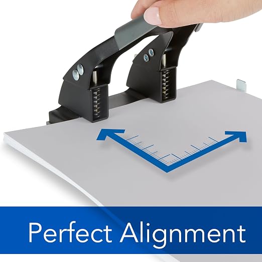 Swingline 2 Hole Punch,28 Sheet Capacity Hole Puncher,Paper Punch,Low Effort Comfort Handle,Alignment Guide,Black (74050),(Pack of 12)