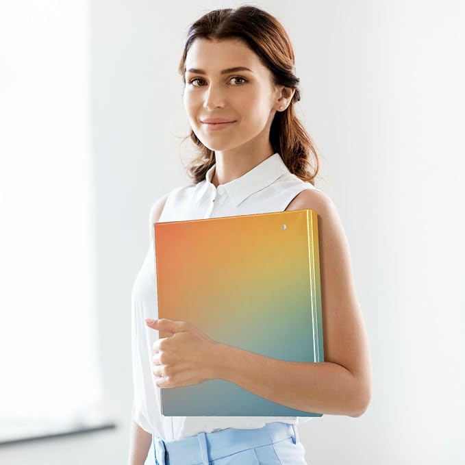 Three-Rings Notebook Binders 1.5 Inch Notebook Binders with Pocket Cover 1/2 Packs for Letter Size (11" X 8.5") Hardcover Gradient Blue Blending