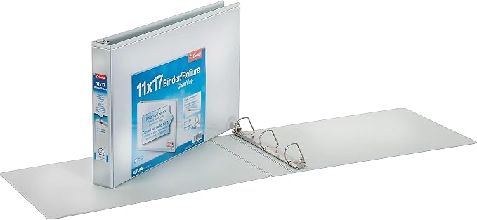 Cardinal 11-Inch x 17-Inch ClearVue Slant-D Ring Binder, 1.5-Inch, White (22122)