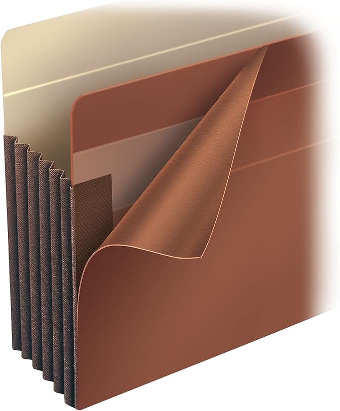 Smead End Tab TUFF® File Pocket, Reinforced Straight-Cut Tab, 7" Expansion, Tyvek® Gusset, Extra Wide Letter Size, Redrope, 5 per Box (73795)
