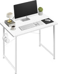 Small Space Writing Desk with Headphone Hooks, Modern Simple Design, Suitable for Study, Home Office and Living Room