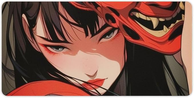 Large Mouse Pad Gaming Mousepad Japanese Female Samurai Anime Girl Cool Desk Mat Big Mousepad Extended Keyboard Computer Pad Office Desk Organizers and Accessories 30x60cm, Style