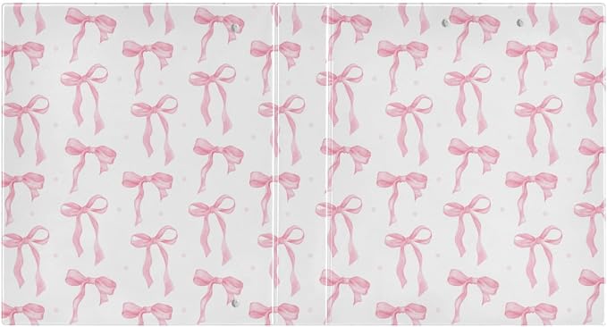 Pink Coquette Bow Binder 1.5 Inch Binder with Clipboard&Pockets, Preppy Cute Bow Riband Hardcover Binders 3 Ring, Heavy Duty Large File Folder for Office School Supplies, Holds 200 Sheets-2 PC