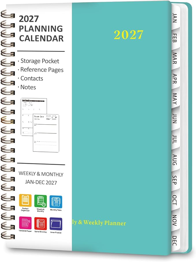 2027 Planner, Weekly and Monthly Calendar Planner Book, A5(6.3'' x 8.5'')