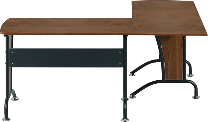 Techni Mobili Multi Configuration Desk, Reversible L-Shaped/Inline, Walnut | Corner Desk, Left/Right, Steel Frame, Spacious Work Area, Ideal for home office, Workspace organization
