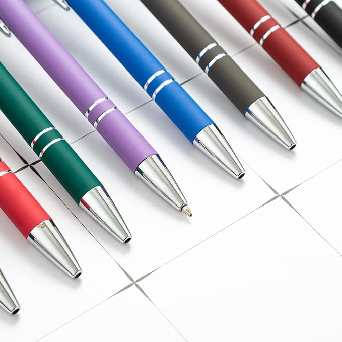 HEYZARDA Personalized Pens with Name Text Logo Custom Ballpoint Pen for Business Office Events with Stylus for Touchscreen 10 Pcs Peach