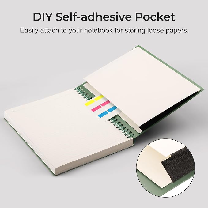 AHGXG Spiral Notebook College Ruled - Spiral Journal Perforated Notebook A4 8.5" x 11", 300 Pages Easy Tear Perforated Pages, 100GSM Thick Paper, Plastic Hardcover, for Writing Work School, Green
