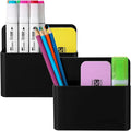 Mabrasse 2p Magnetic Dry Erase Marker Holder,Pen and Eraser Holder for Whiteboard, Magnet Pencil Cup Utility Storage Organizer for Office, Refrigerator, Locker and Metal Cabinets (Black)