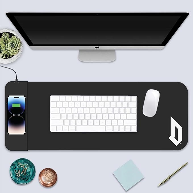 Duquesne University Classic Wireless Charging Cloth Desk Mat, Durable Office Supplies, Non-Slip Base, Quick Charging Wireless Desk Pad, Black