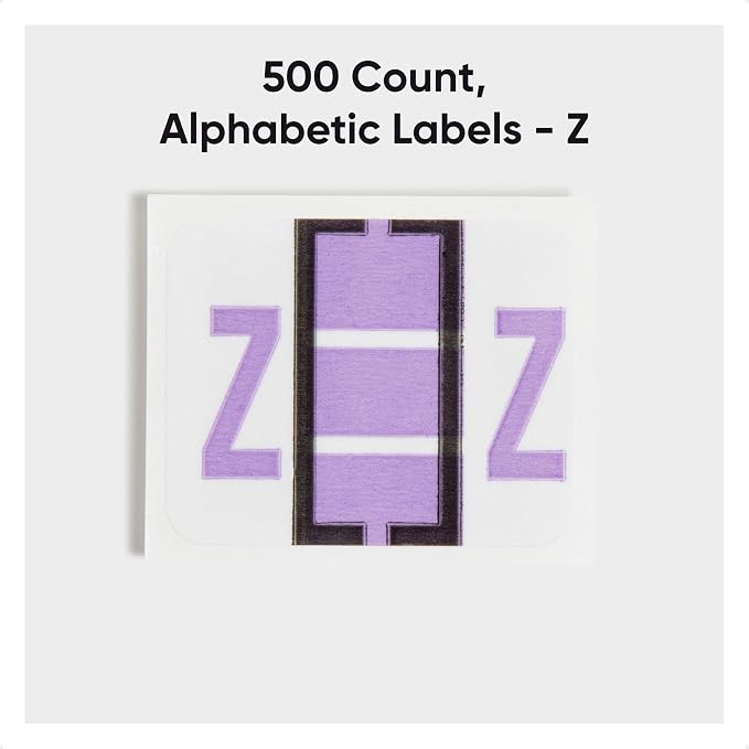 Smead BCCR Bar-Style Color-Coded Alphabetic Label, Z, Label Roll, Lavender, 500 Labels per Roll, (67096)