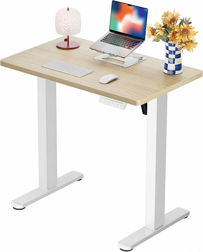 ErGear Height Adjustable Electric Standing Desk, 32 x 19 Inches Sit Stand up Desk, Memory Computer Home Office Desk, Natural