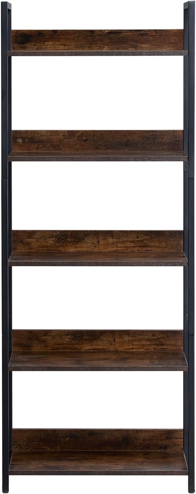 VEVOR Metal Bookshelf, 5-Tier Tall Industrial Bookshelf, Rustic Display Vintage Storage Bookcase with Open Shelves, Freestanding Display Shelving Unit Storage Rack, for Living Room, Bedroom & Office