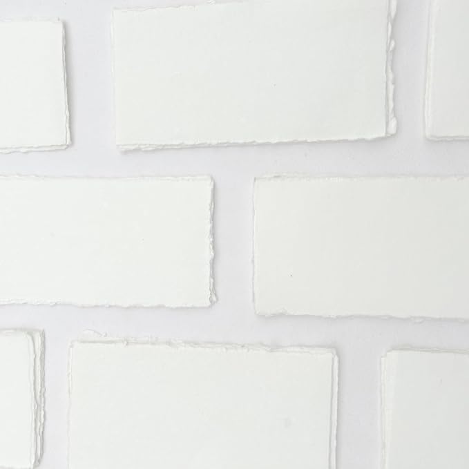 Handmade Deckle Edge Cotton Rag Paper 4x9” – 150 GSM Premium Blank Invitation Sheets | Rustic Textured Card Stock for Wedding Invites, Baby Showers, Crafting & Calligraphy (Pack of 100)