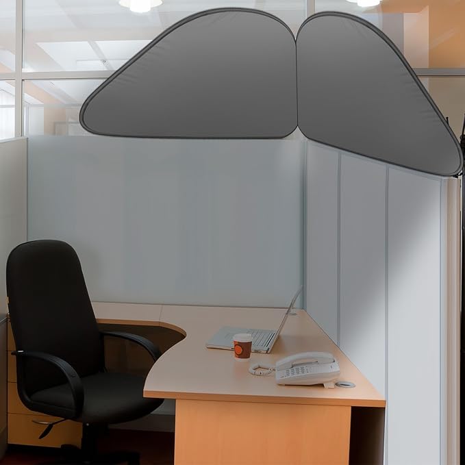 Foldable Office Cubicle and Desk Shade, Portable 27.5 Inch Cubicle Shade Canopy for Light Sensitive Workers, Block Light and Airflow, for Working Partitions Corner Privacy Accessories(Gray)
