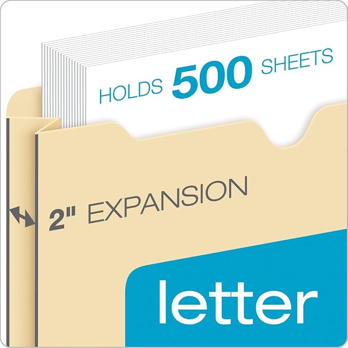 Globe-Weis/Pendaflex File Jackets, 2-Inch Expansion, Letter Size, Red, 50 Jackets per Pack (B3043DTRED)