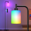 Ziisee RGB Floor Lamps for Living Room, Dimmable Industrial Standing Lamp with Remote Control for Bedroom Office Corner, 3 Colors Temperature, White Glass Shade, 9W RGB LED Bulb