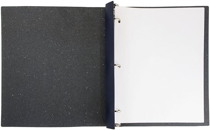 JAM PAPER Italian Leather 0.75 inch Binder - Navy Blue 3 Ring Binder - Sold Individually