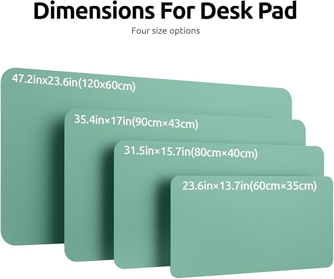 YSAGi Leather Desk Protector, Office Mat, Large Mouse Mat, Non-Slip PU Leather Blotter, Laptop Desk, Waterproof Writing Pad for Office and Home (Green-Blue, 35.4" x 17")