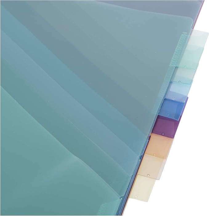 Amazon Basics Tab Dividers for 3 Ring Binder, Two Pocket, Letter Size, 36 Count, Multicolor