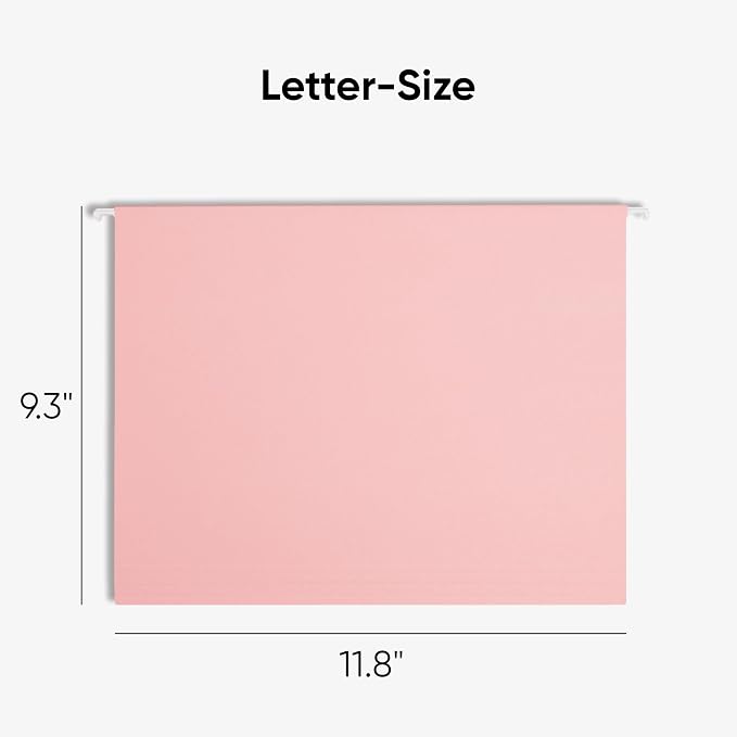 Smead Standard Hanging File Folders, 25 Count, Pink, 1/5-Cut Adjustable Tabs, Letter Size (64066)