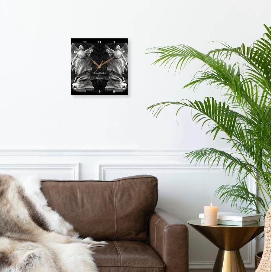 3dRose Wall Clock Silent - 15 inch - Two Protecting Angels Standing Side by Side - WhiteOak Art Designs Angel Prints