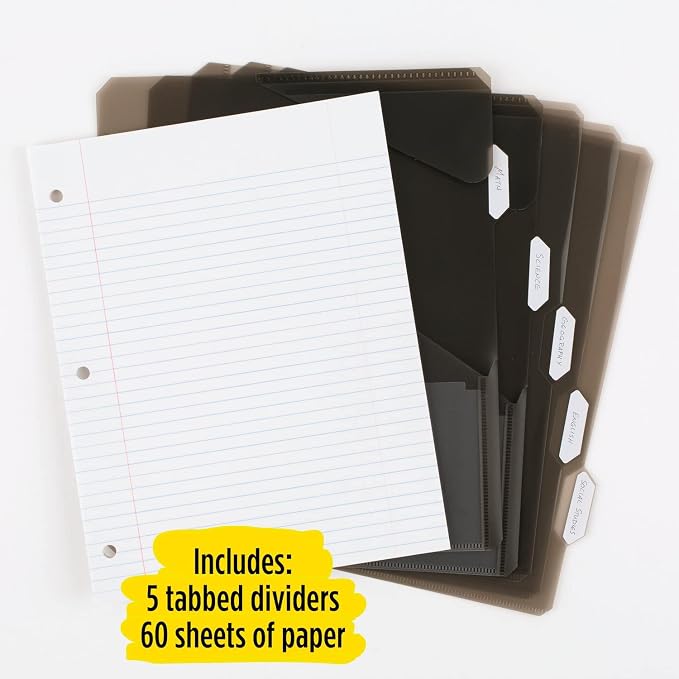 Five Star Bundle : Flex Hybrid NoteBinders 4 Pack, 1 Inch Binders, Notebook and Binder All-in-One, Black, White, Red, & Green (29328AE2)