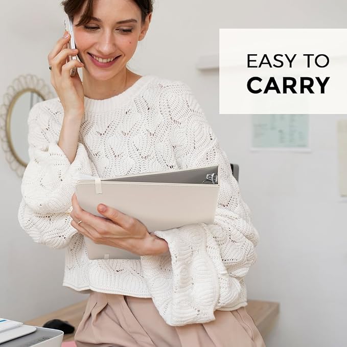 SKYDUE 3 Ring Binder with Clipboard,1 Inch Binder, 13.2" × 10.2" PU Clipboard Binder with Notepad & 5 Dividers with 5 Pockets, Labels, Clipboard Folder Great for School Office(Fit Letter Sized Paper)
