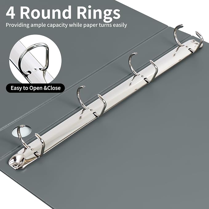 4 Ring Binders,4 Pack D Ring Binder A4 for School, Office(Black)