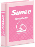 SUNEE 3 Ring Binder, 1 Inch D Ring, Clear View PVC-Free (Fit 8.5x11 Inches), Pink, 1 Pack