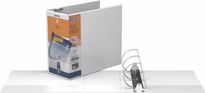 QuickFit View Binder, 3-Ring Binder for School or Office, D Ring, White, Single, 5 Inch