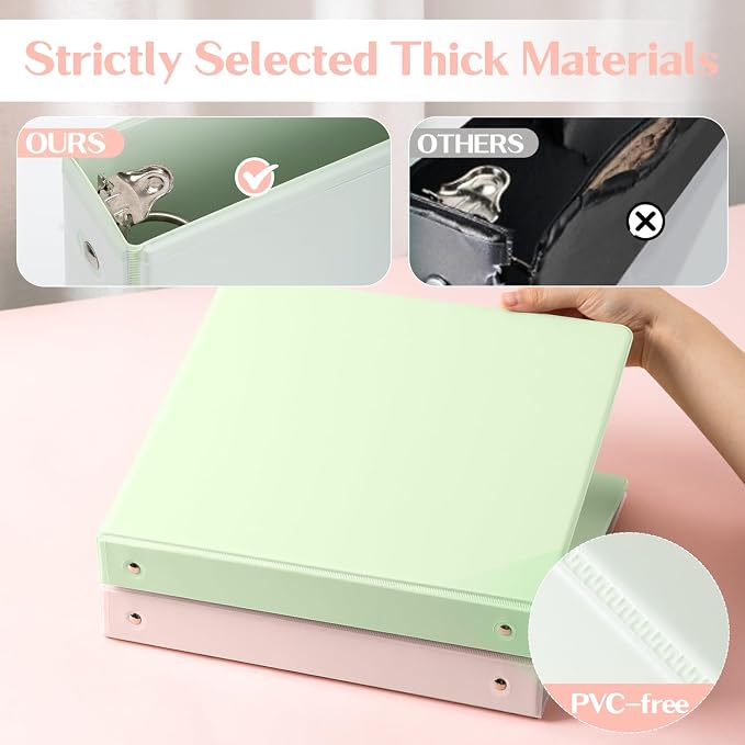 deli 1-inch 3 Ring Binder 6 Pack,11" x 8.5" US Letter Size | 1 inch Binders with 2 Interior Pockets,175 Sheets Capacity,Assorted 6 Pastel Colors