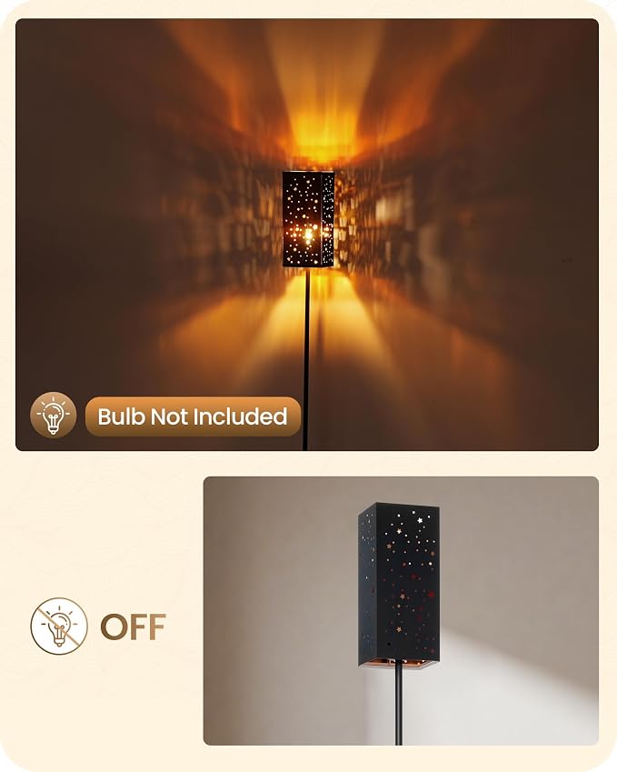 64.6" Floor Lamp, with Foot Switch, Standing Lamp with Sky Stars Design, Modern Freestanding Lamp (Bulb Not Included), for Living Room, Bedroom, Office, ETL Listed,Black Starry Sky AB07LD05