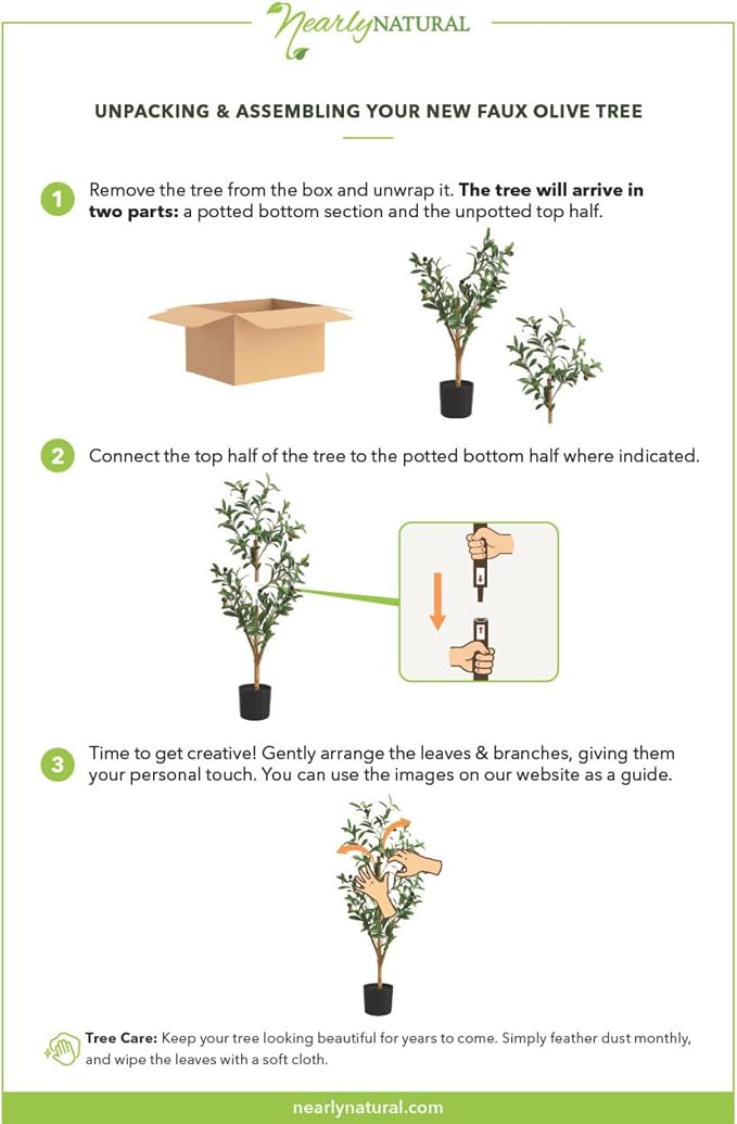 Nearly Natural 3 ft Artificial Olive Tree with Natural Trunk for Decor | Lifelike Fruits and Branches, Maintenance-Free, Nursery Planter Included, Mediterranean Style for Home and Office Decor