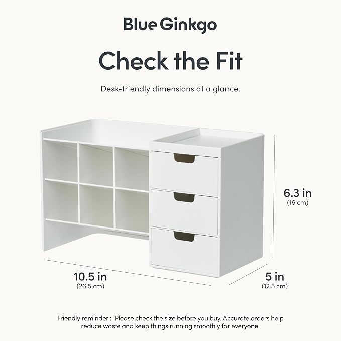 Blue Ginkgo Stackable Desk & Pen Organizer, White, Made in Korea | Multi-Compartment. 3 Drawers. Easy Access.