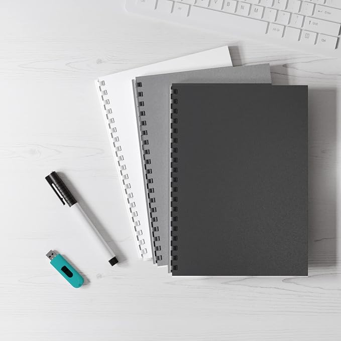 Binditek 12 Mil Sand-Textured Binding Covers, Letter Size, Black, 100 Pack | Plastic Binding Covers, 8.5" x 11", Subtle Matte Finish, Square Corners, Unpunched, Ideal for Business Reports and Proposals