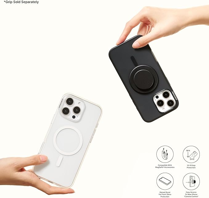 PopSockets iPhone 16 Plus Phone Case with MagSafe- Black Translucent | Magnetic, Wireless Charging, Camera & Drop Protection, Black, Electronic Accessories, For iPad/Kindle/iPhone/Android