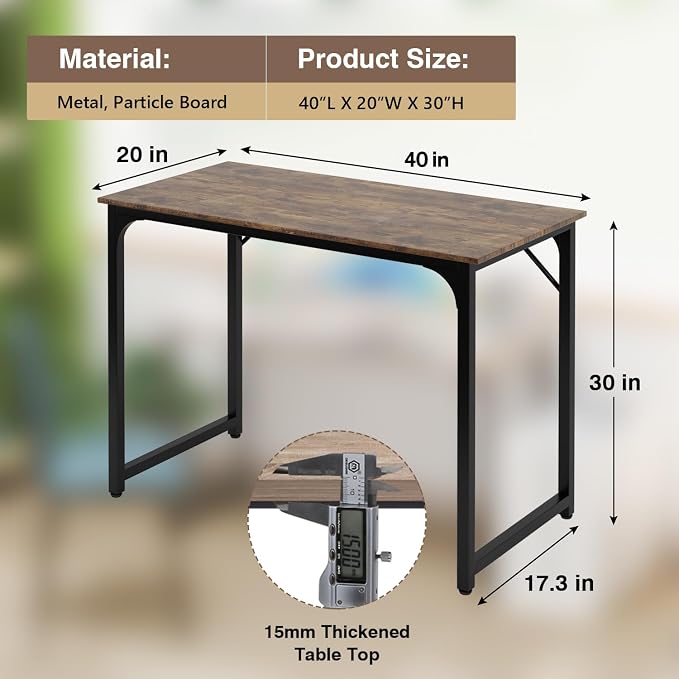FDW 39 inches Computer Desk, Modern Simple Style Desk for Home Office, Study Student Writing Desk,Brown