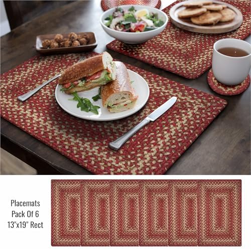 Homespice Apple Pie Jute Braided Placemats, Rect 13x19 Set of 6