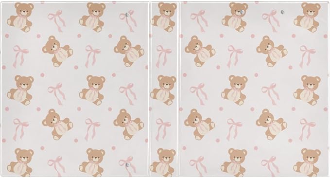 Teddy Bear Pink Ribbon Bow 1.5 Inch Binders 3 Ring for Letter Size Holds 200 Sheets Notebook Binder with Clipboard for Women or Men